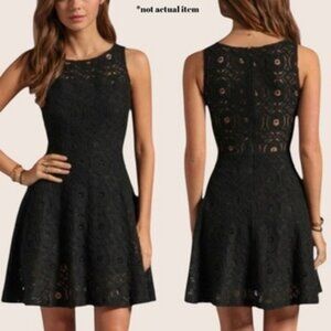 🖤 BB DAKOTA RENLEY LACE FIT & FLARE TANK DRESS LACE BLACK SIZE 4